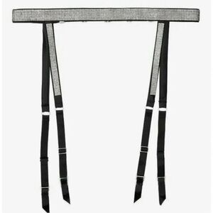 Victoria's Secret Black and Silver Sparkle Garter Belt NWT